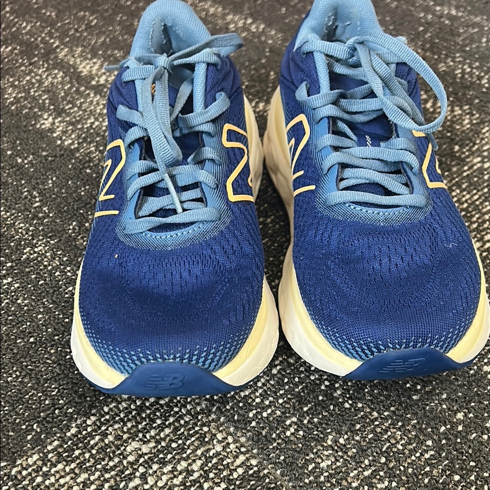 New Balance Blue and Yellow Athletic Shoes with Breathable Mesh  200 miles on th